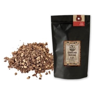 CZEKOLADA MLECZNA CIĘTA W DROBNĄ KOSTKĘ 1 kg . 32,1 % kakao,